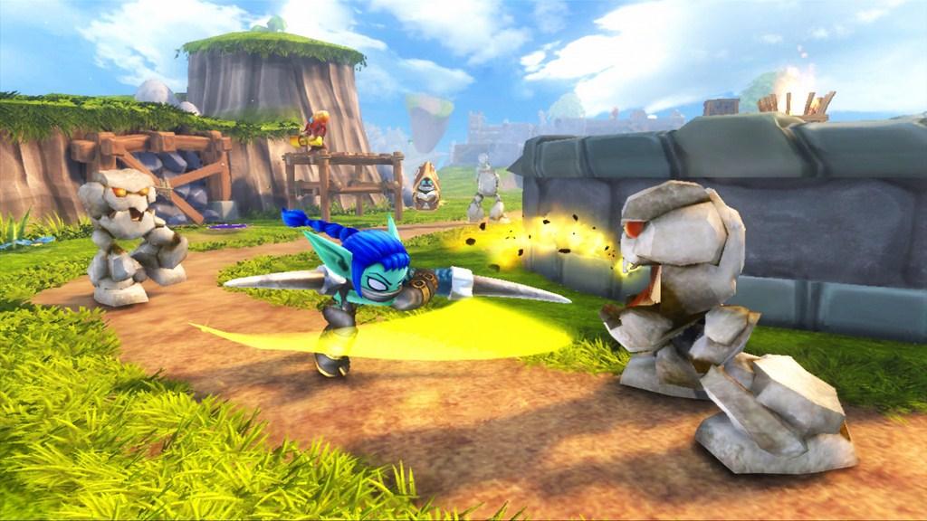 Stealth Elf taking on two Rock Walkers in Stonetown