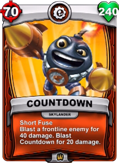 Countdown's card from Skylanders: Battlecast