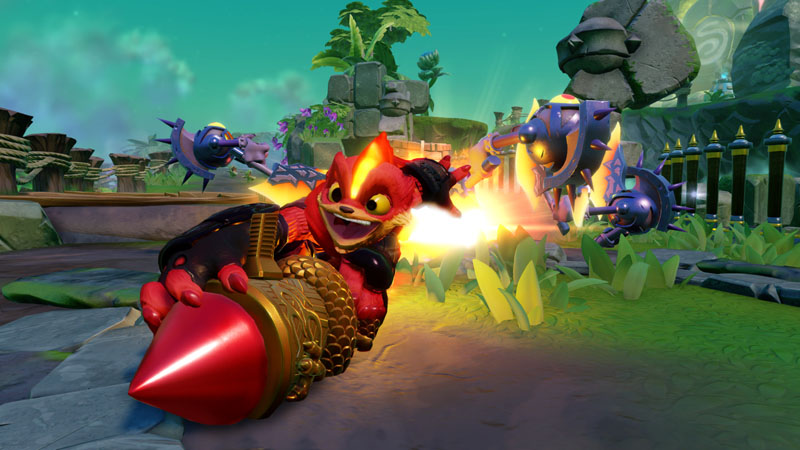 Flare Wolf flying past three Top-Chops