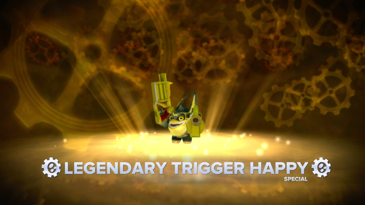 Legendary Trigger Happy appearing in Skylanders: Swap Force