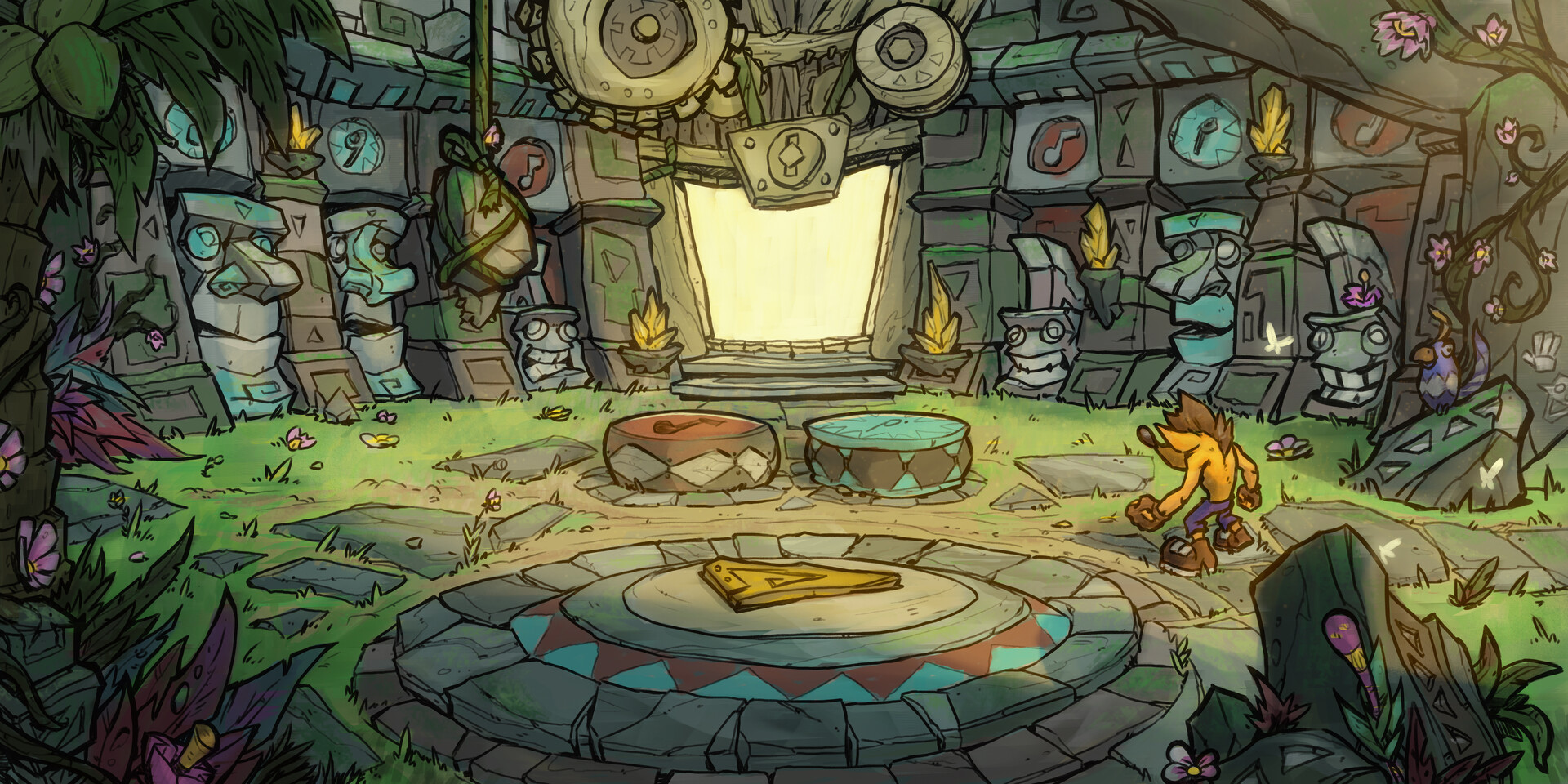 Thumpin' Wumpa Island puzzle room concept art by Jeff Bellio