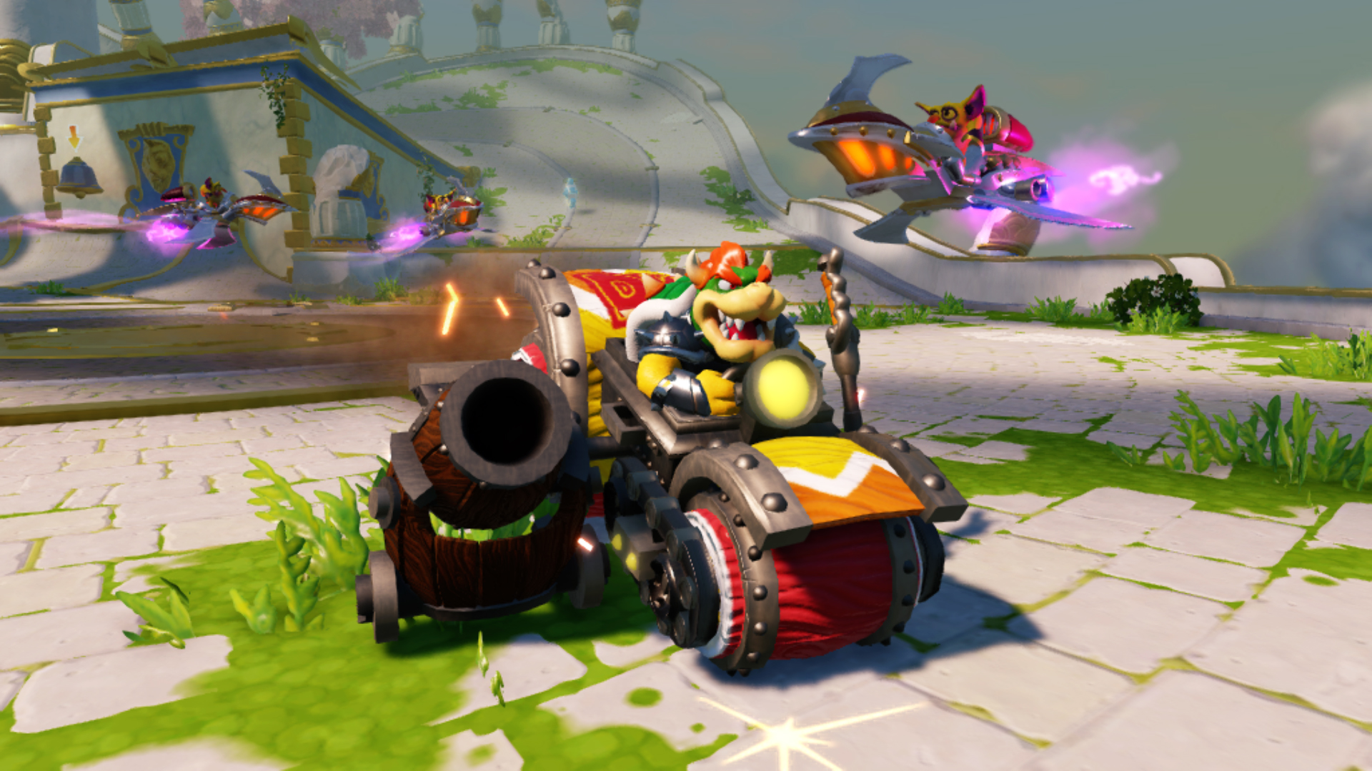 Hammer Slam Bowser riding the Barrel Blaster