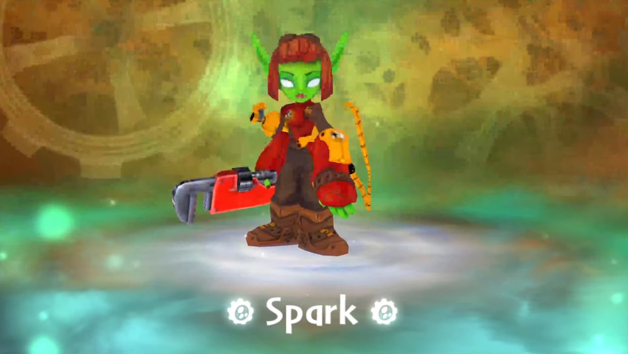 Early Sprocket ingame prototype named "Spark" as seen in the Skylanders: Giants April 2012 Alpha Build[1]
