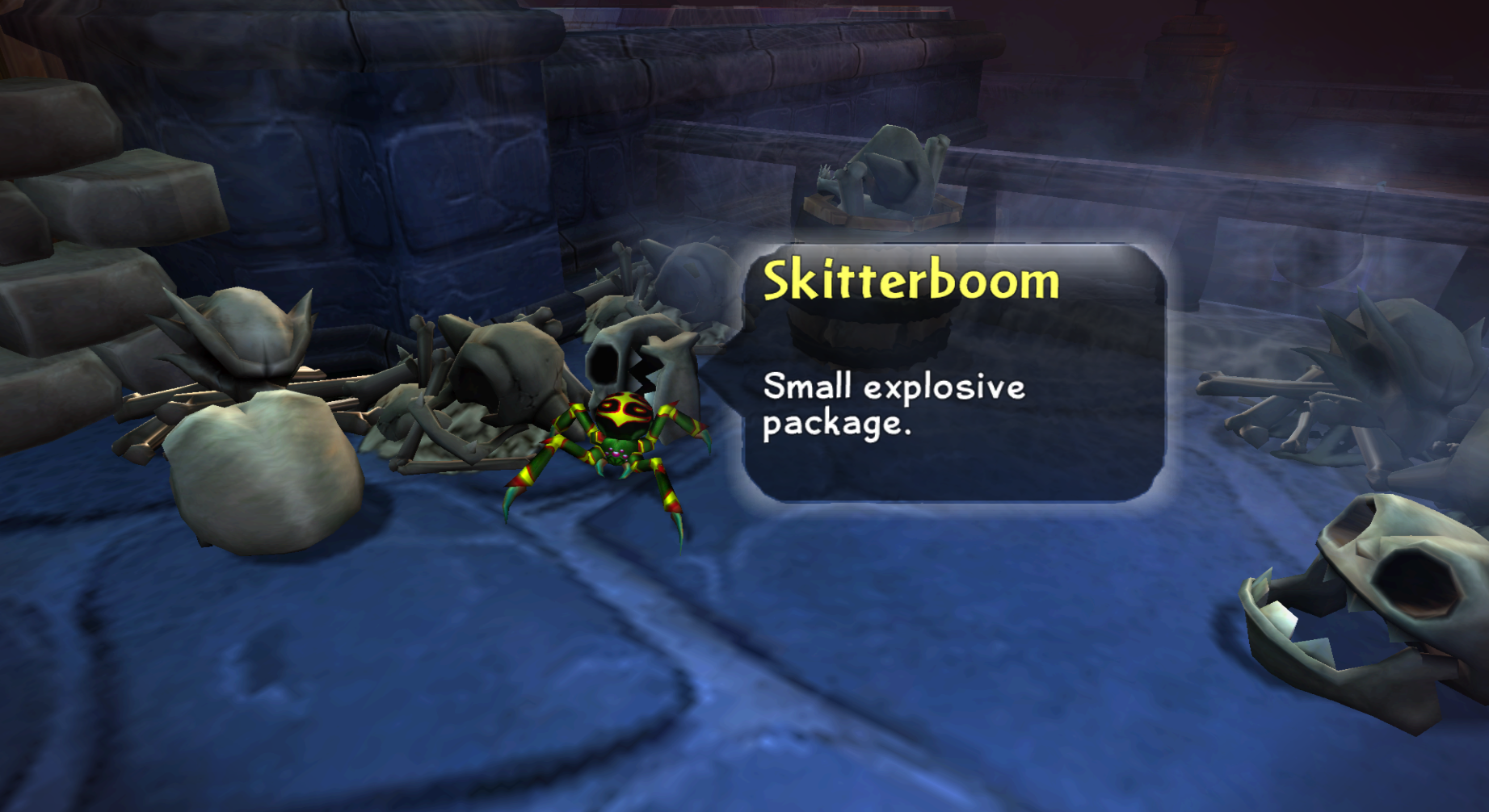 Skitterboom's enemy intro at Crawling Catacombs (Wii)