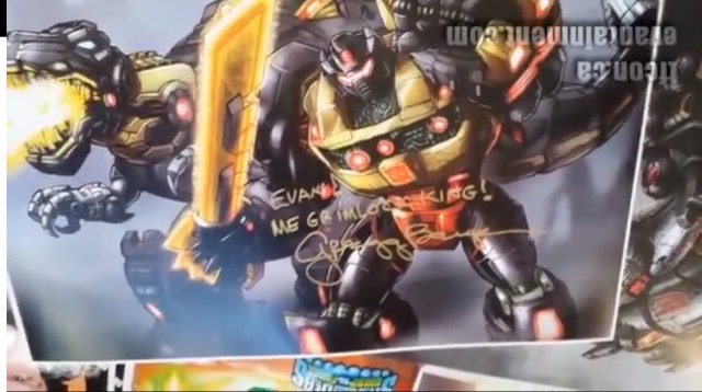 Gregg Berger's name on Grimlock autograph.