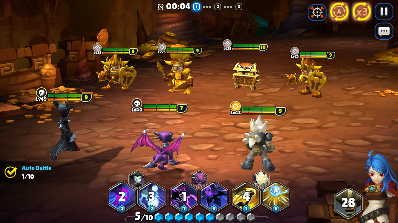A wave with fully guilded enemies.