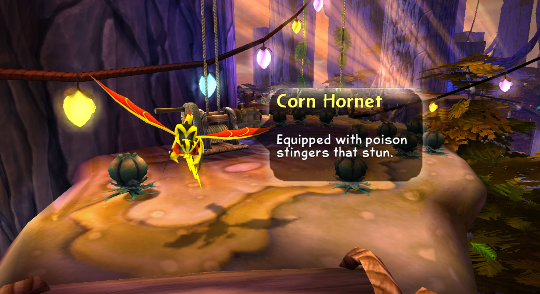 Corn Hornet's enemy intro at Treetop Terrace (Wii)