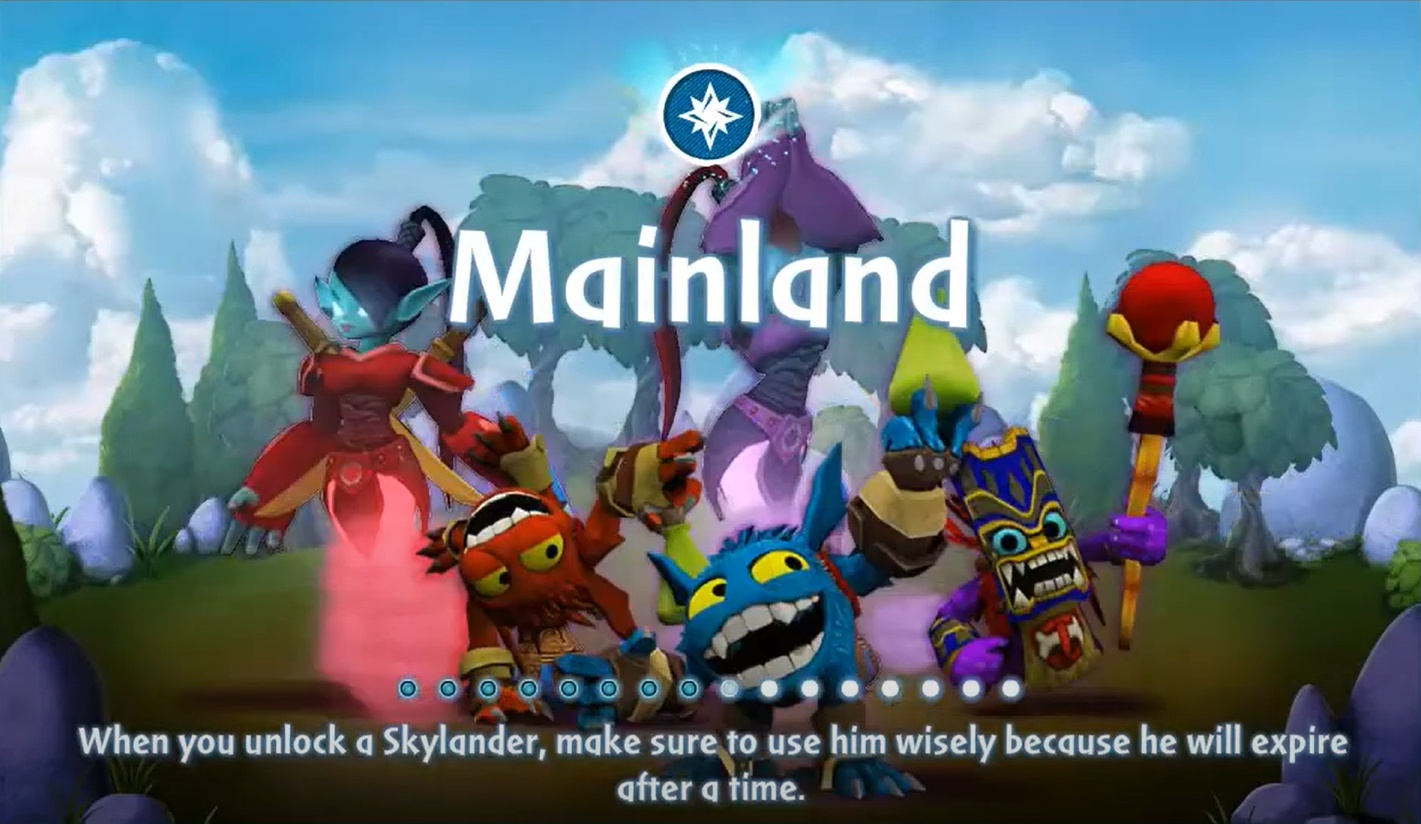 Loading screen in Skylanders: Universe with the Magic Skylanders introduced in Skylanders: Giants