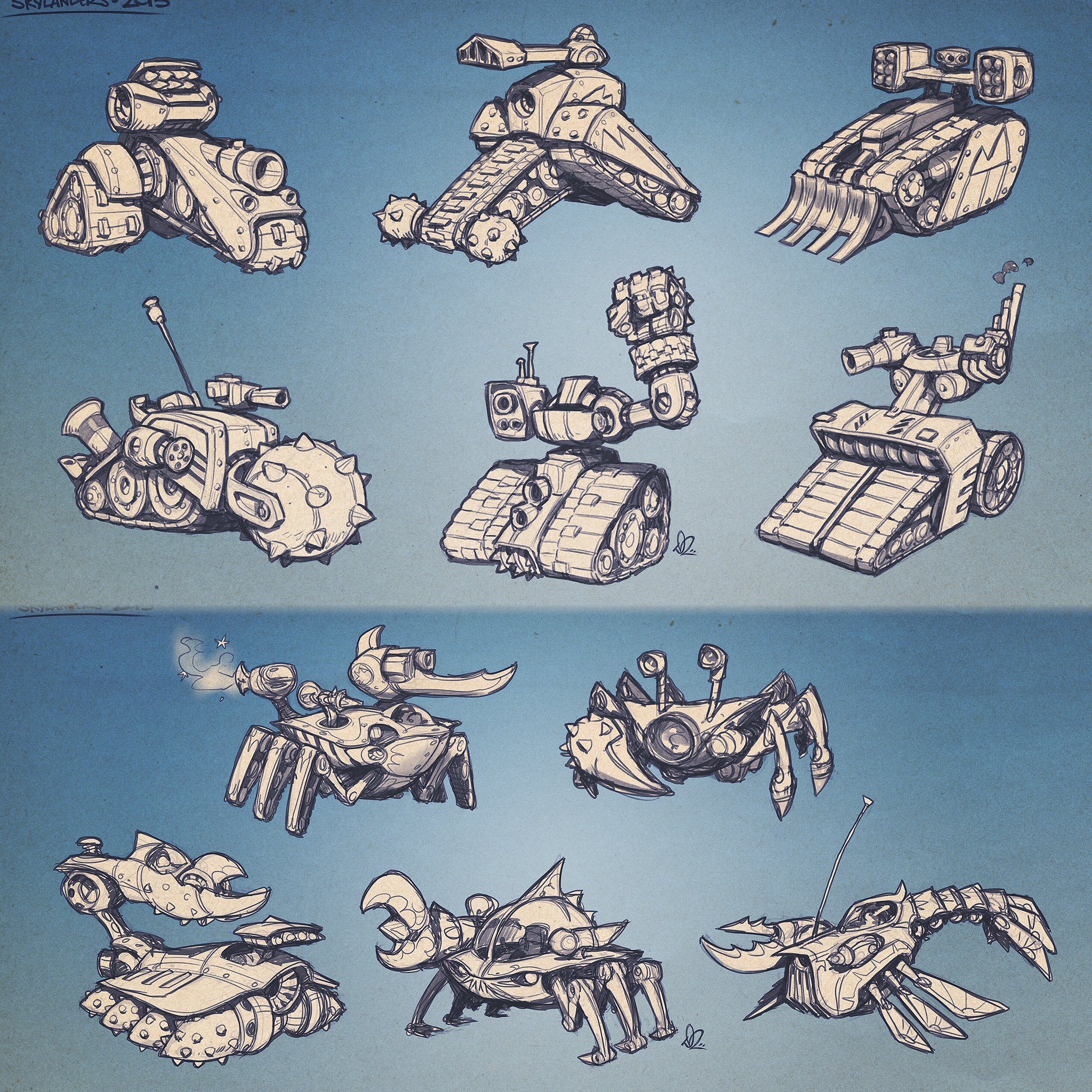 Early concepts of the SuperChargers and mechs by Dave Phillips