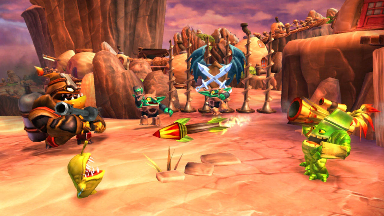 Series 2 Zook attacking a Chompy, Blaze Brewer and two Troll Grenadiers in Molekin Mountain