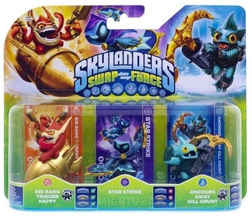 Big Bang Trigger Happy in a triple pack with Star Strike and Anchors Away Gill Grunt