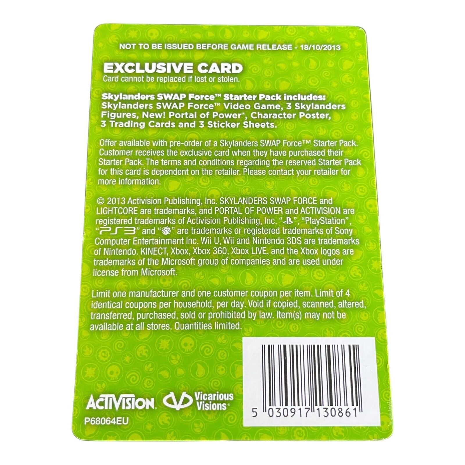 Backside of english Card