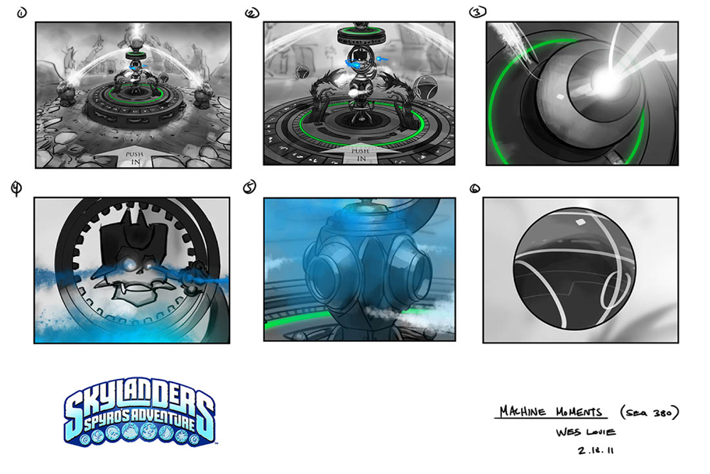 Core of Light machine moment storyboard by Wes Louie