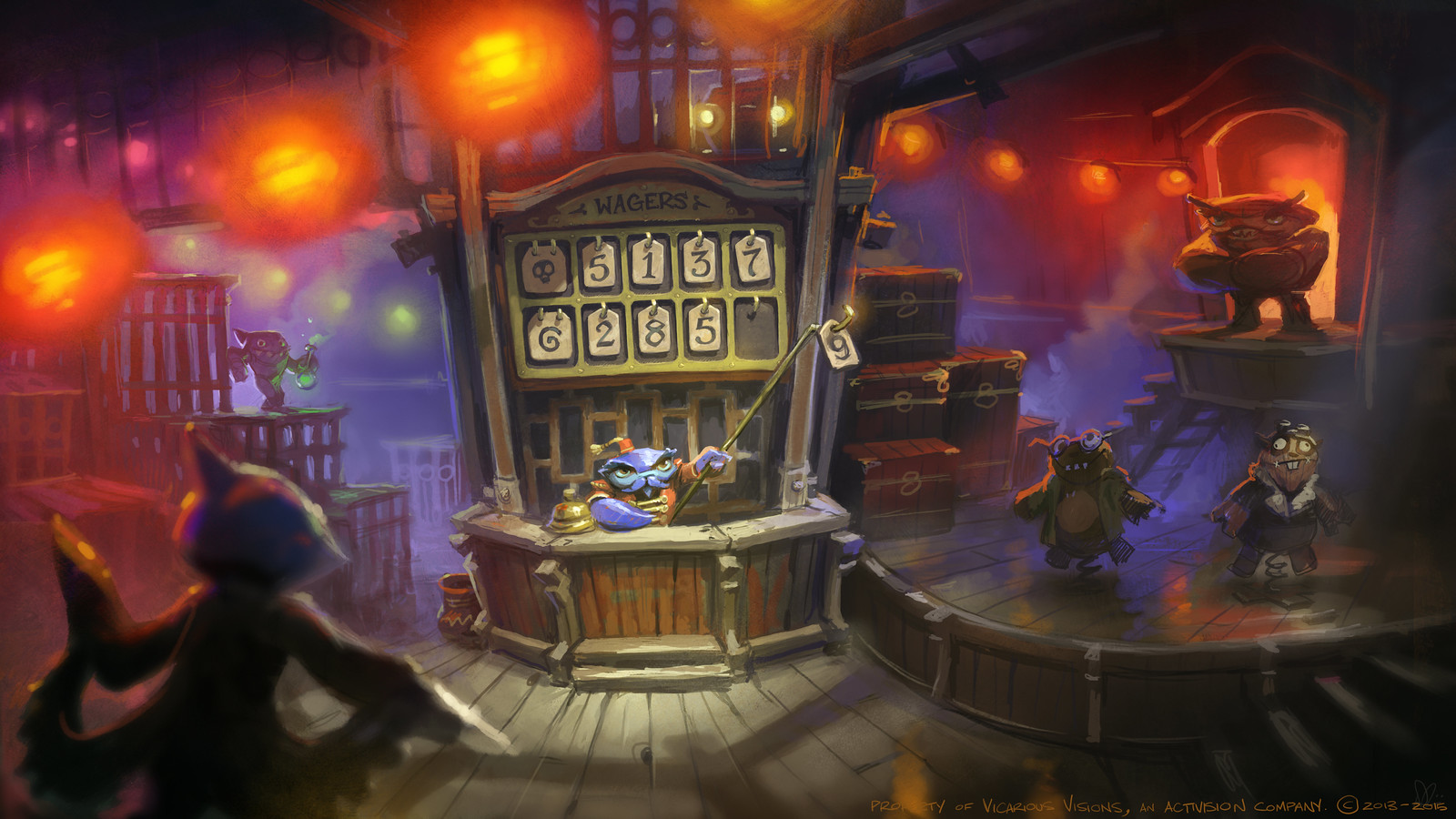 Concept art of Battlebrawl Island's main hall by Dave Phillips