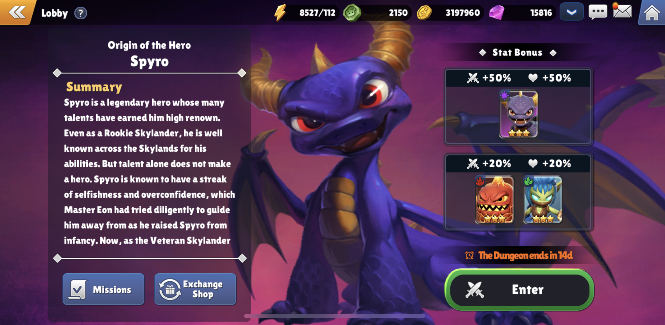 Story of Spyro's Menu Screen