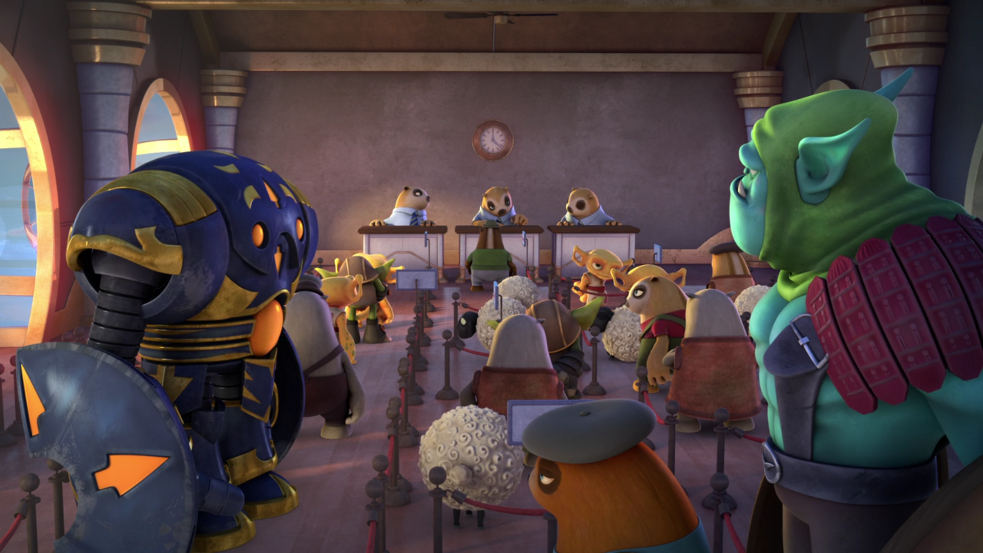 A Goliath Drow waiting at the Skylands DMV in Skylanders Academy