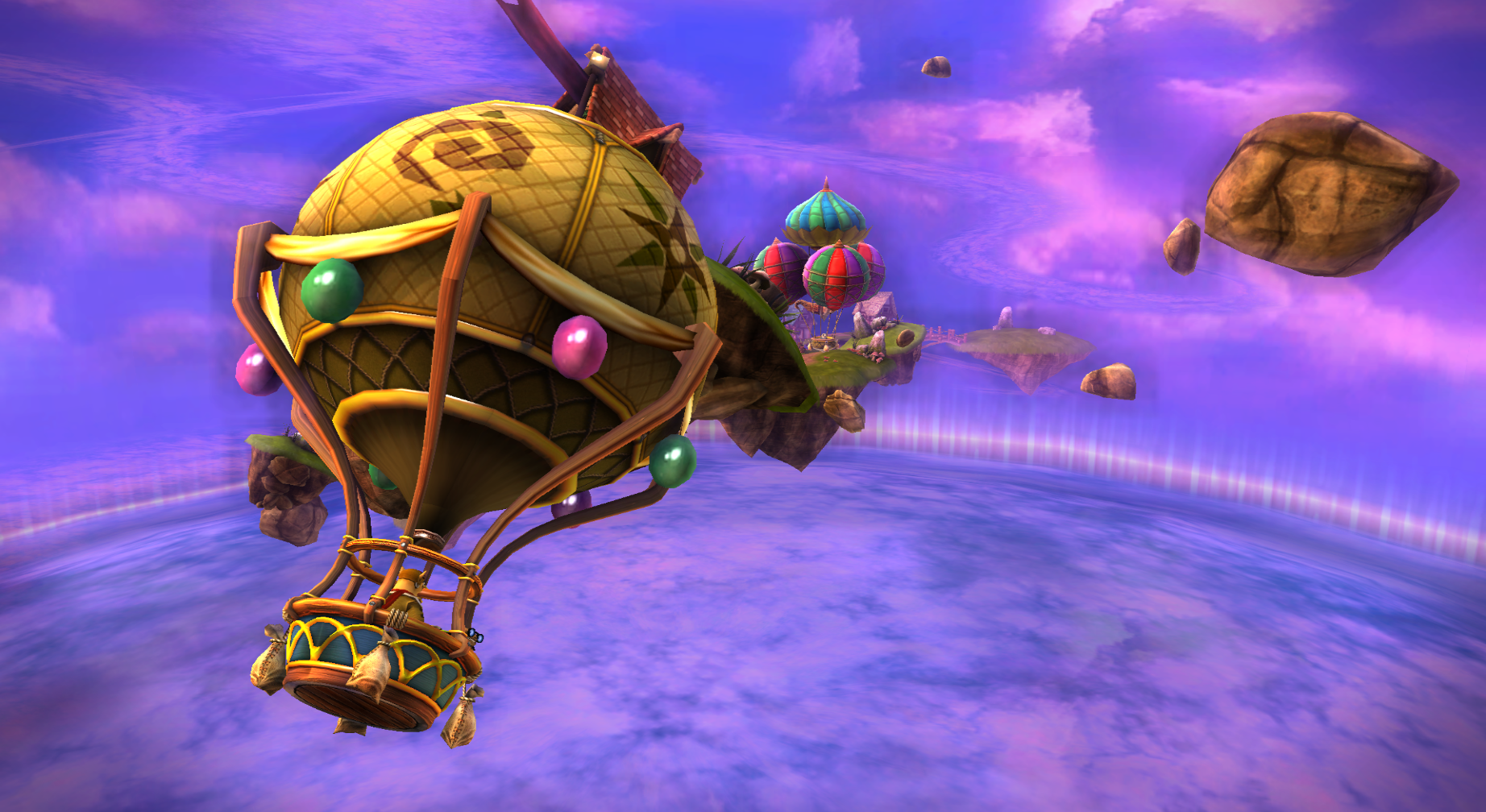 Flynn's balloon flying towards Shattered Island