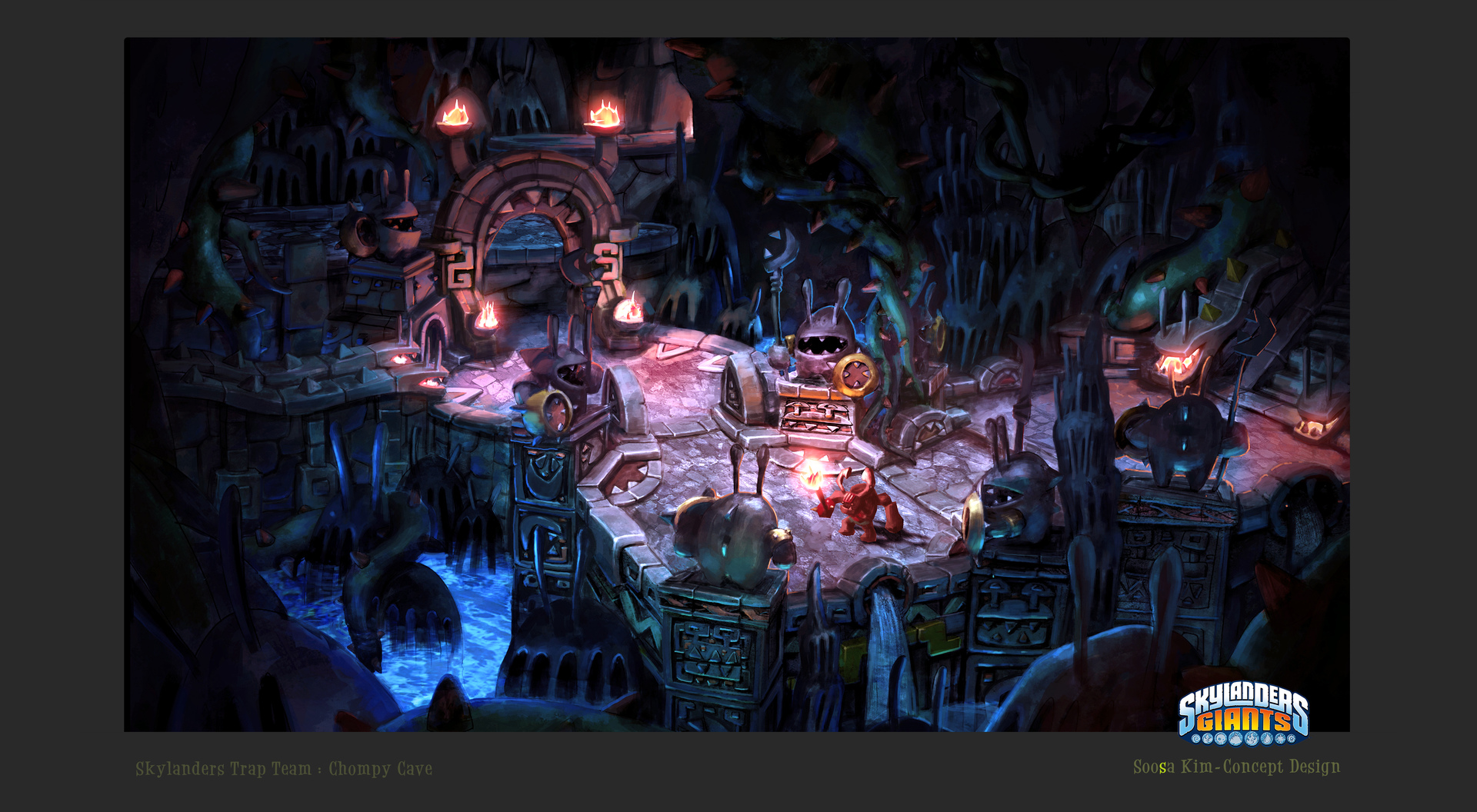Concept art by Soosa Kim of the Chompy Cave within Chompy Mountain