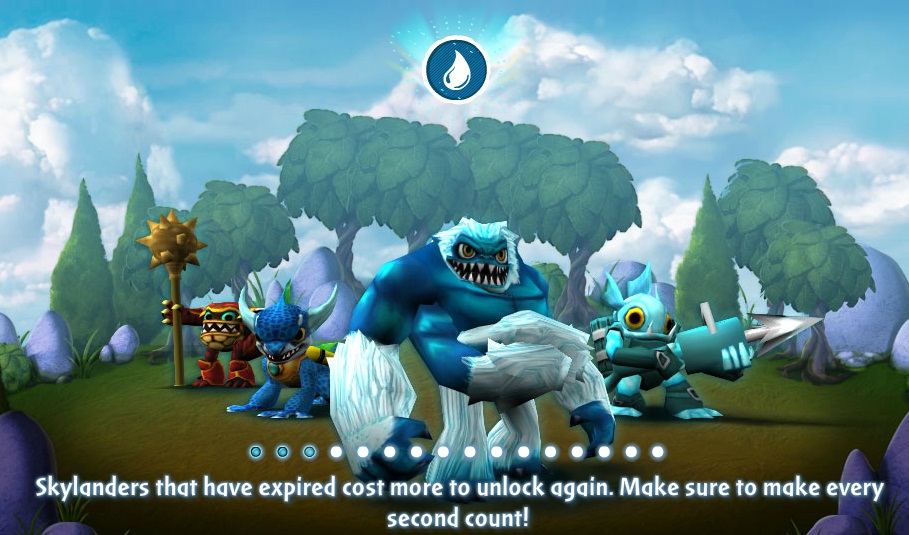 Loading screen in Skylanders: Universe with the Water Skylanders introduced in Skylanders: Spyro's Adventure