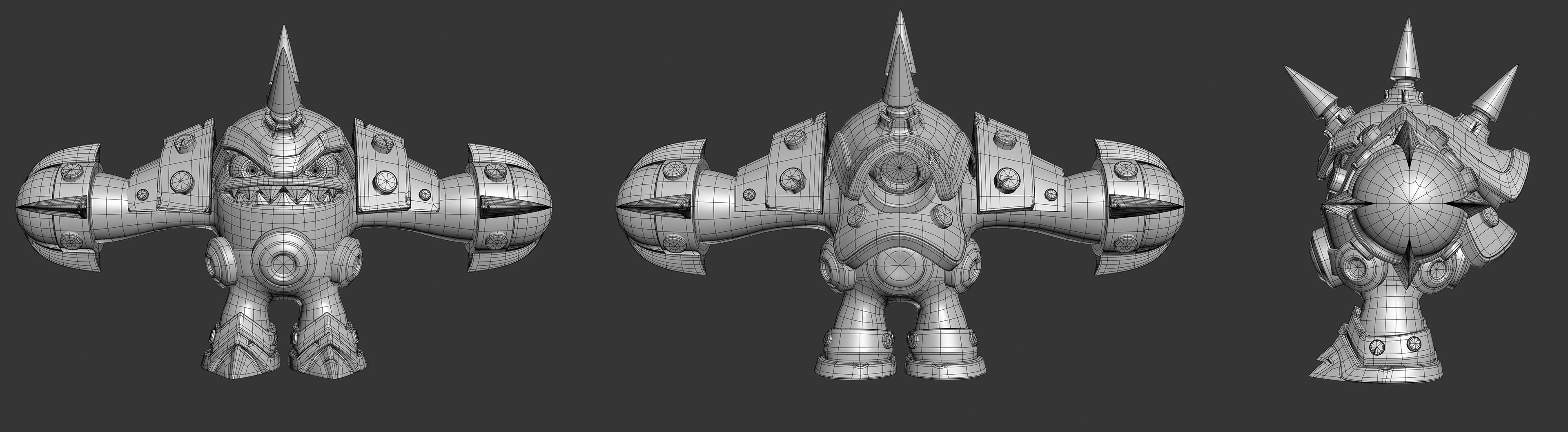 Wireframe turnaround of Awakened Eruptor's cinematic model by Youngjun Choi