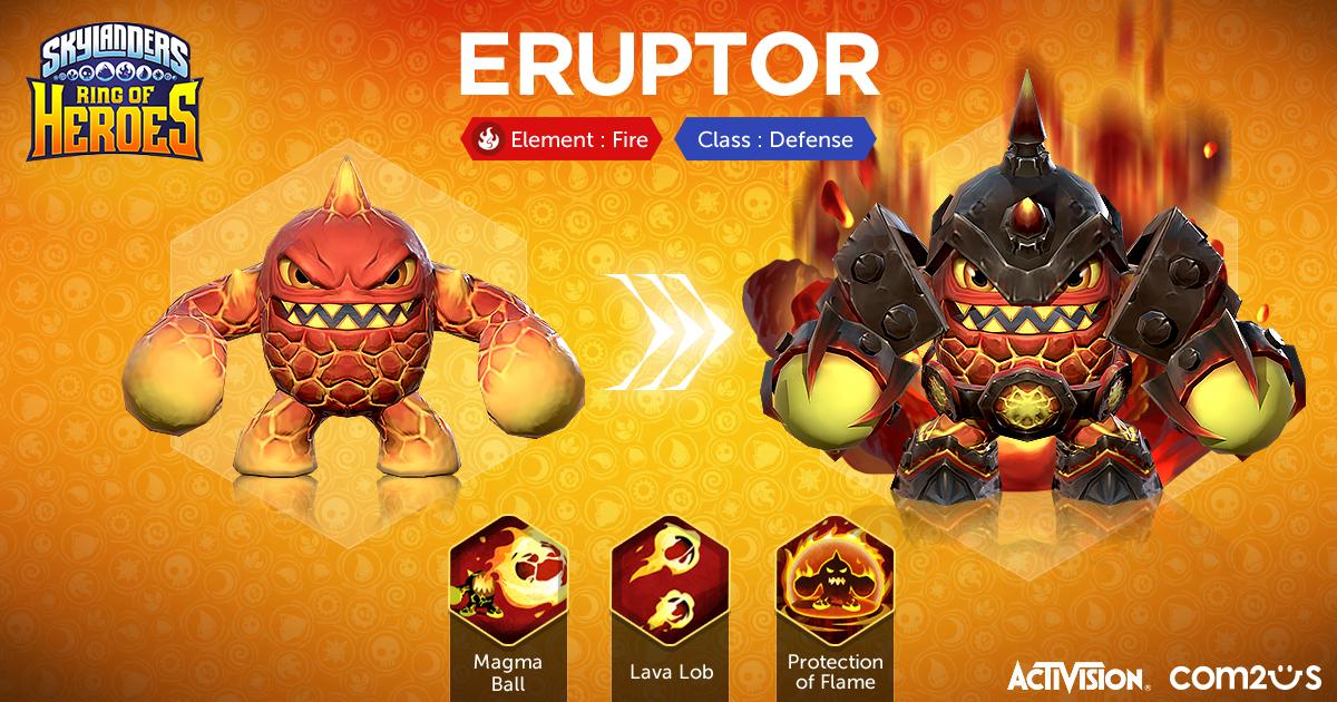 Eruptor's overview poster in Ring of Heroes