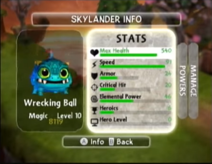 Wrecking Ball stats in Spyro's Adventure