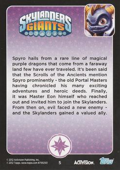 Series 1 Spyro Topps trading card (back)