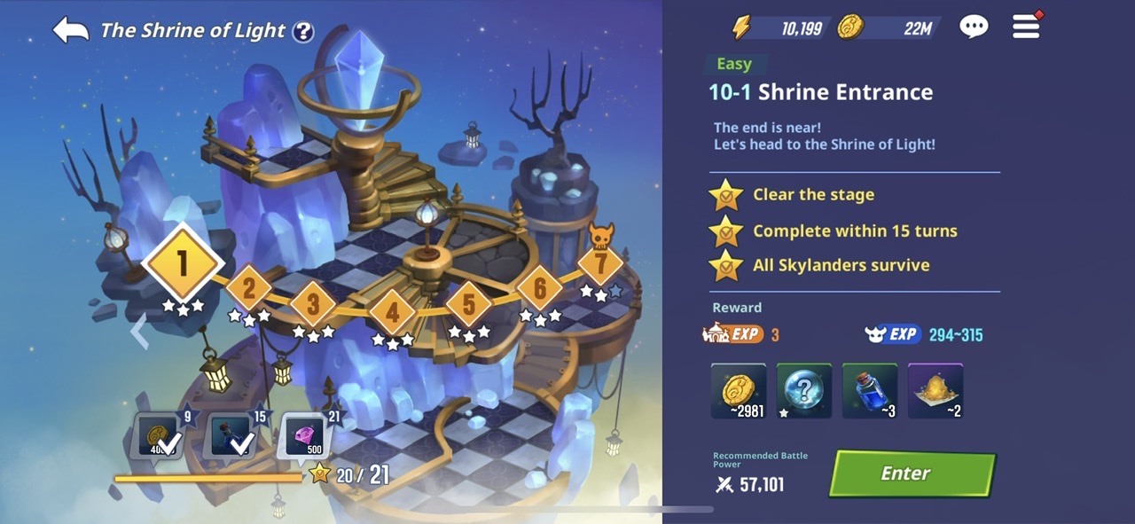 Shrine of Light's current mission screen
