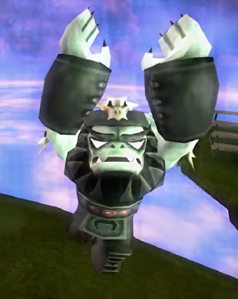 One of Kaos' old designs being used as a place holder for Chompy Mage's model in one of the alpha builds for Skylanders: Giants