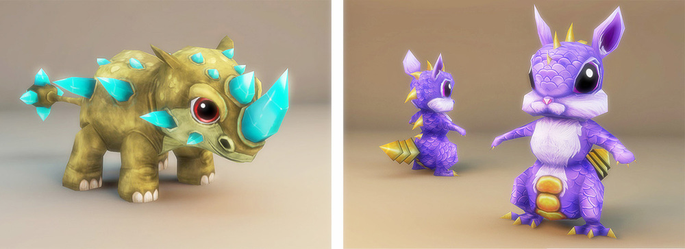 3D models of a Dragonbunny and an unknown Earth critter.