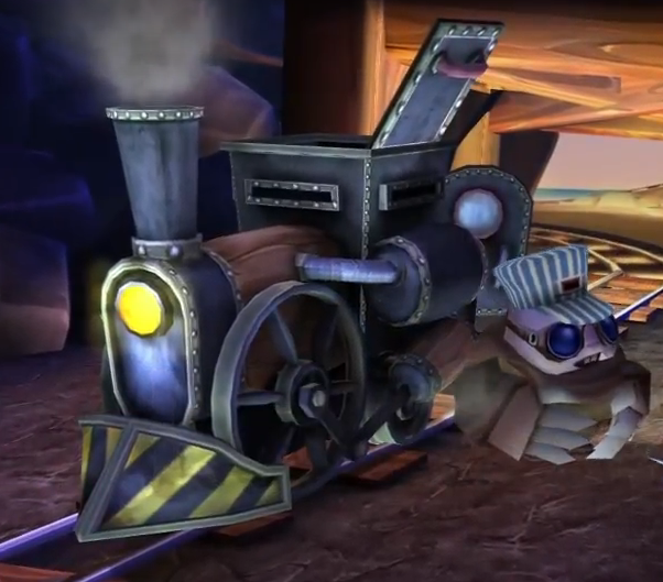 Diggs in Lava Lakes Railway with his Train (Wii)