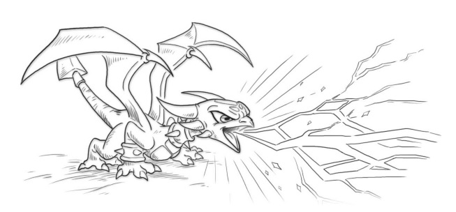 Cynder unleashing her Spectral Lightning breath.