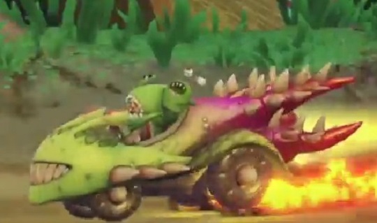 Chompy Mage riding his signature vehicle in Skylanders: SuperChargers