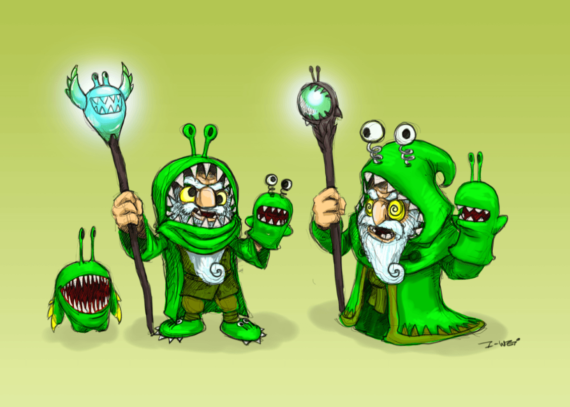 Early concepts of the Chompy Mage by I-Wei Huang