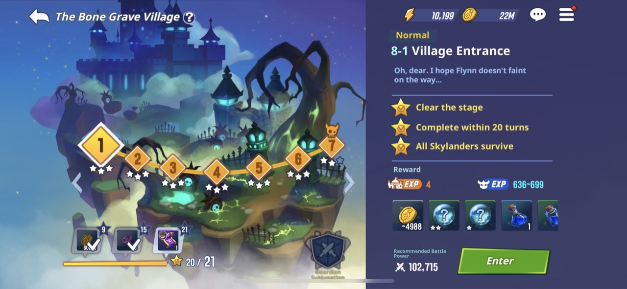Bone Grave Village's current mission screen