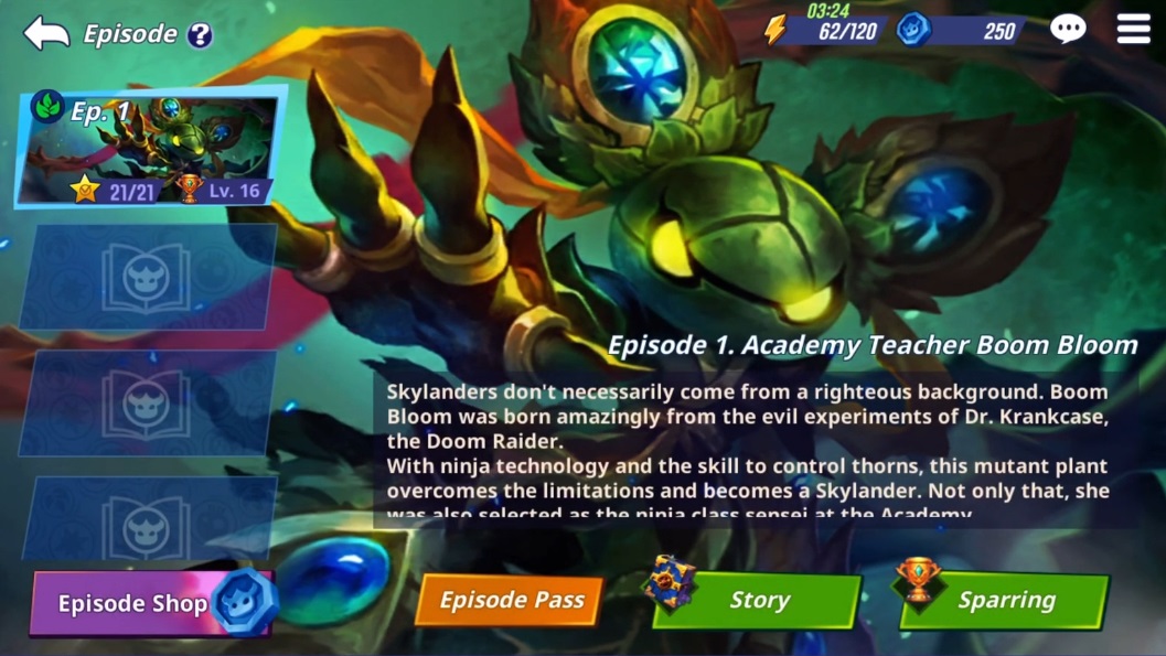 The Episode Dungeon menu in the game's reboot