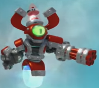 Magna Charge's minigun and blue wheel from his Soul Gem abilities