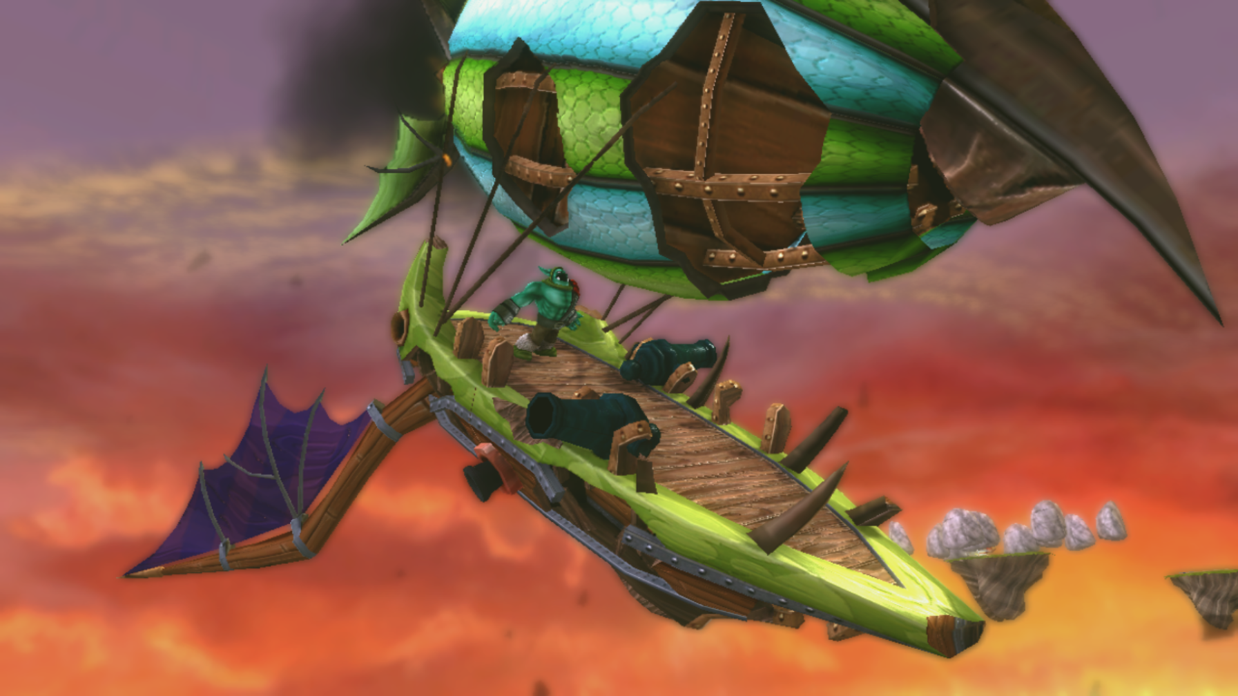 Heavy Drow Zeppelin crashing with Goliath Drow