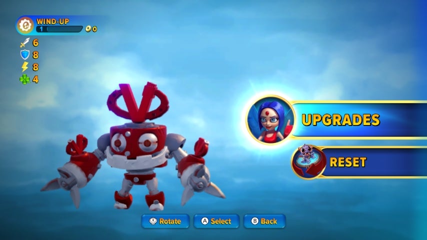 VVind-Up in the Skylander menu in Skylanders Imaginators.