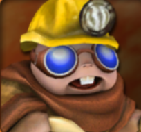Miner Hat-wearing Molekin character portrait in Skylanders: Giants