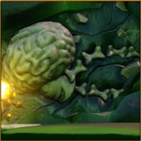 Though Brain is shown to be unreliable, the Cradle of Creation implies that the Ancients had the form of exposed brain creatures. One of the many fossils or statues found in the Cradle of Creation.