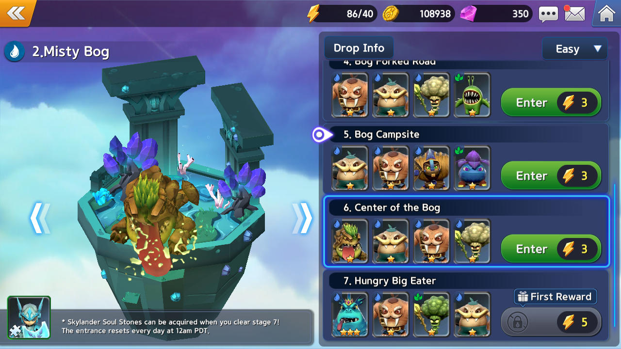 Misty Bog version 1 mission menu