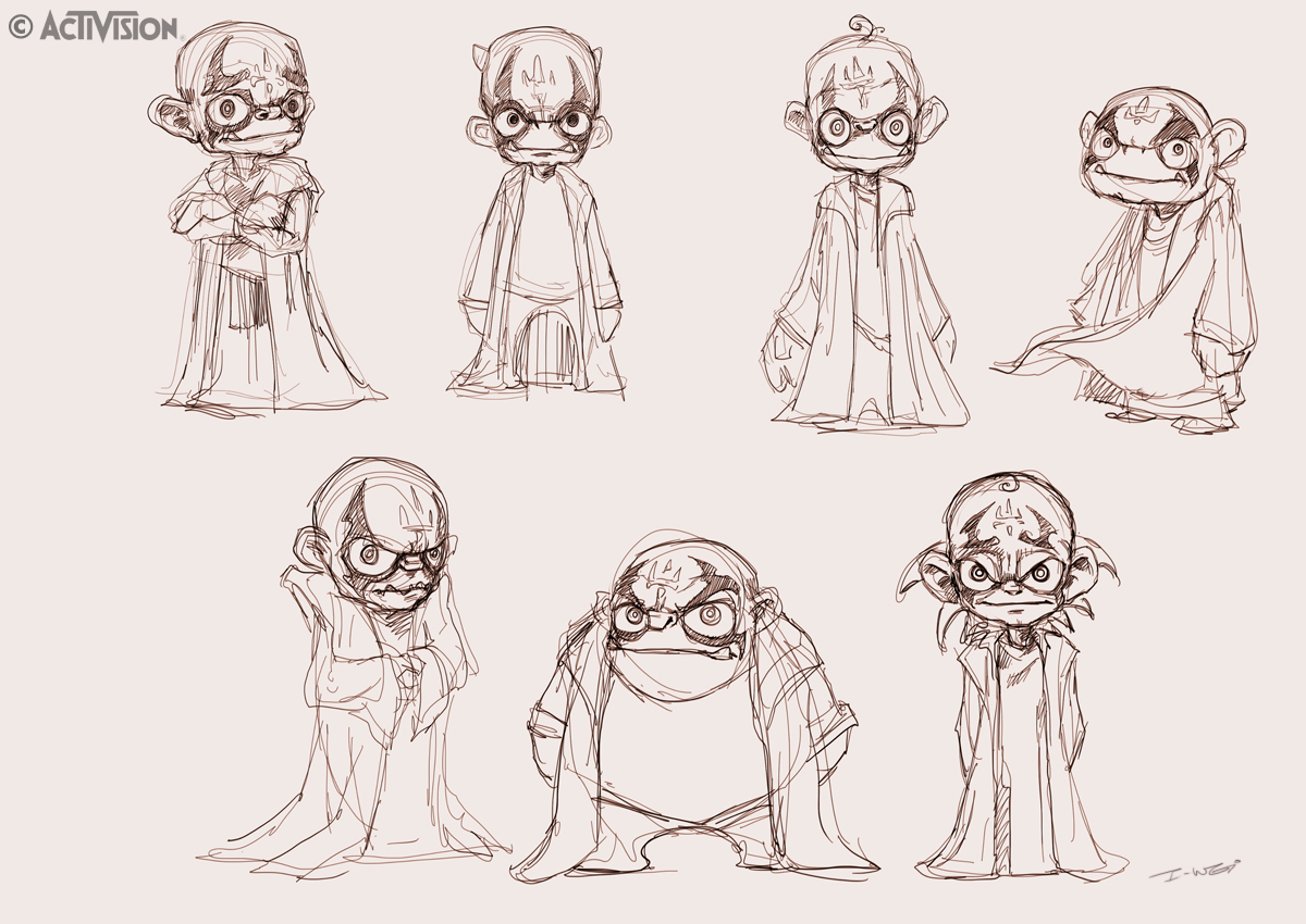 Character designs of Kaos that were more in the Skylander feel