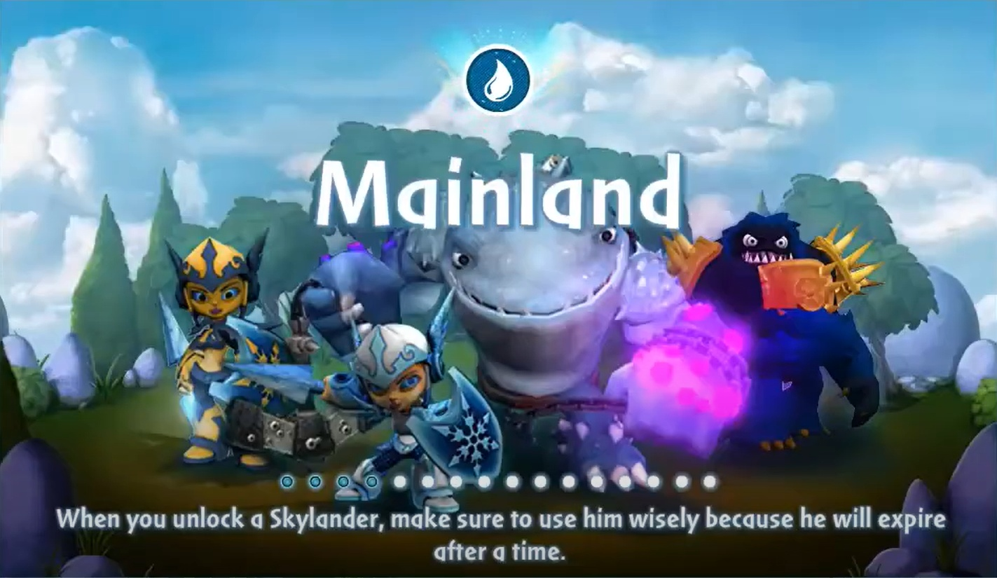 Loading screen in Skylanders: Universe with the Water Skylanders introduced in Skylanders: Giants