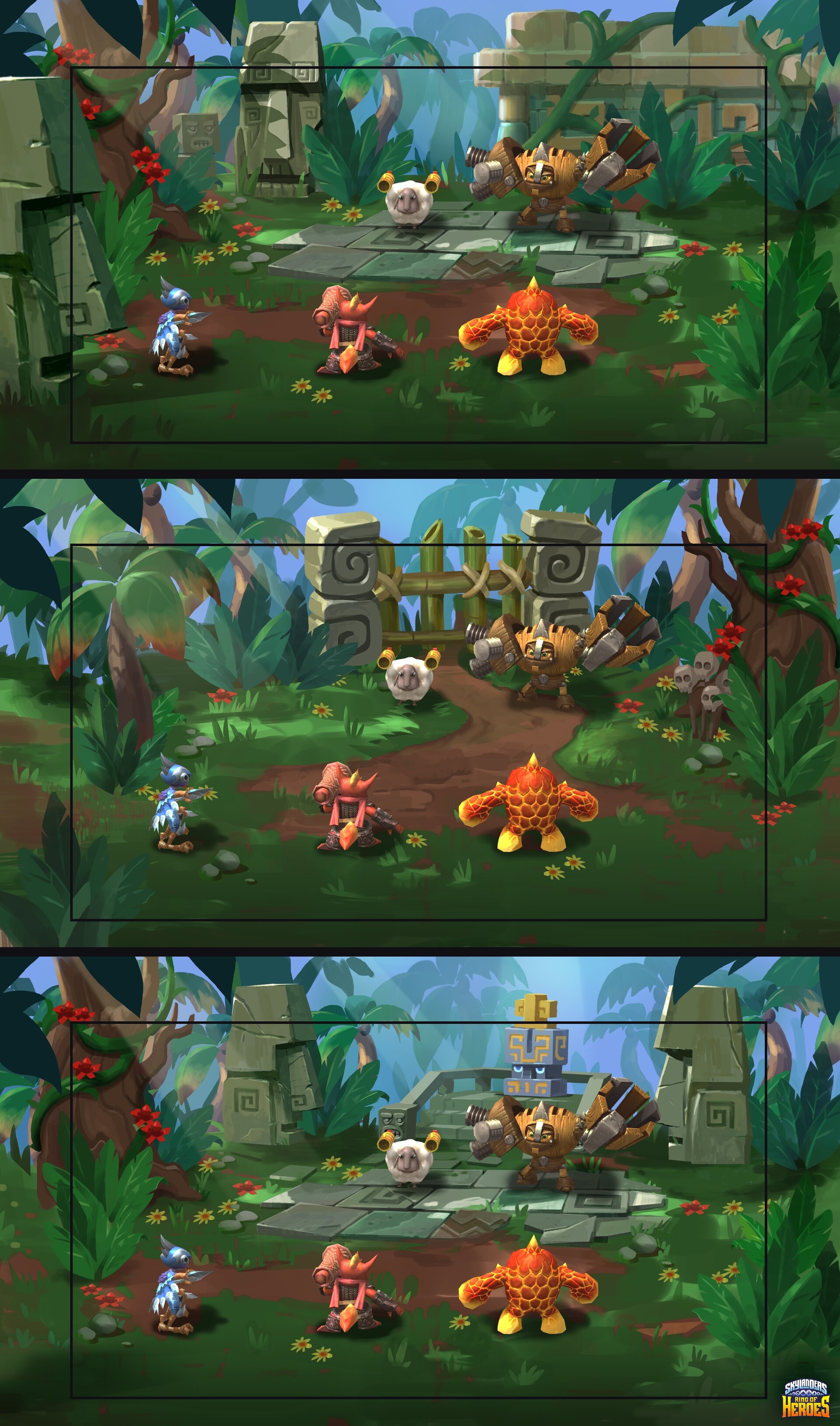 Concept art for Ring of Heroes combat stages for Know-It-All Island by sunjung.