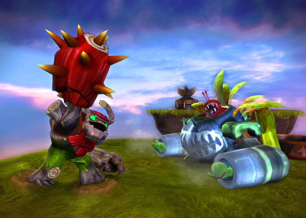 Tree Rex attacking an early version of a Chompy Bot 9000