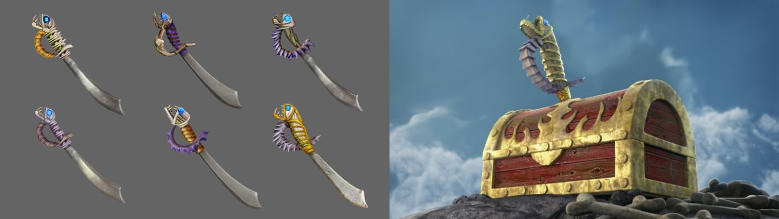 Frightbeard sword concepts and the final Chest of Exile by Ivy Tai