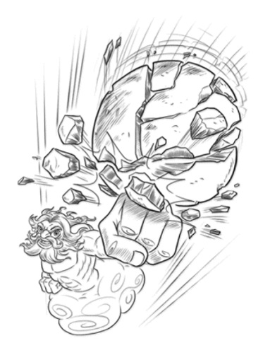 Lightning Rod demonstrates his power by smashing a cannonball to pieces.