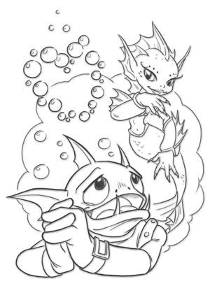 Gill Grunt thinking of his lost Mermaid Girlfriend