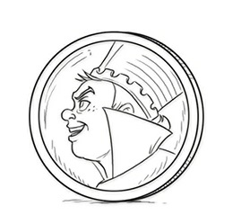 A coin of Nefarion as seen in Eruptor Meets the Nightmare King
